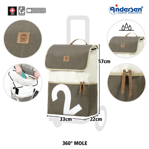 Andersen-Shopper | Bike Trailer | Shopping Trolley | Royal Frame | 360° Mole Bag