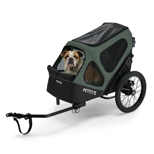 Petrive - Petrive GGBike | Dog Bike Trailer | 4-in-1 Jogger Stroller Kennel Combo | Forest Green - Hitch A Bike - GGBIKE-4IN1-FG