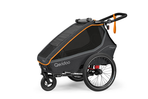Qeridoo Kidgoo 1 | Single-Seater Child Bike Trailer | Orange | FIDLOCK Edition