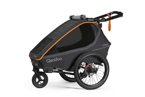 Qeridoo Kidgoo 1 Sport Gen 2 | Single-Seater Child Bike Trailer | Orange | FIDLOCK Edition
