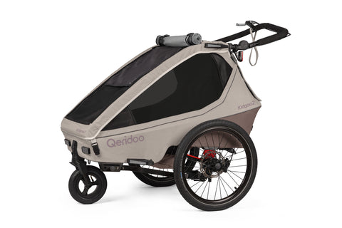 Qeridoo Kidgoo 2 Pro Gen 2 | Two-Seater Child Bike Trailer | Barista Brown