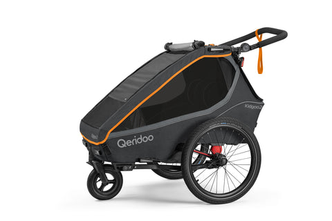 Qeridoo Kidgoo 2 | Two-Seater Child Bike Trailer | Orange | FIDLOCK Edition