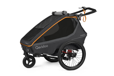 Qeridoo Kidgoo 2 Sport Gen 2 | Two-Seater Child Bike Trailer | Orange | FIDLOCK Edition