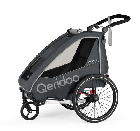 Qeridoo children's bike trailer on a white background