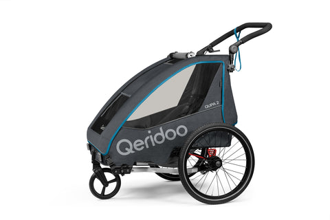 Qeridoo QUPA 2 | Two-Seater Child Bike Trailer | Blue