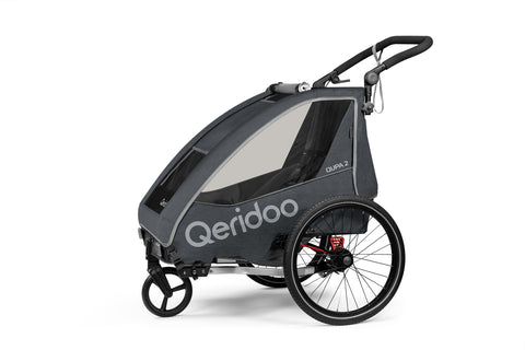 Qeridoo QUPA 2 | Two-Seater Child Bike Trailer | Grey