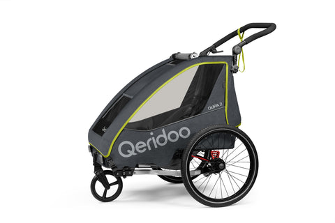 Qeridoo QUPA 2 | Two-Seater Child Bike Trailer | Lime