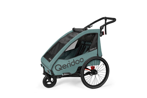 Qeridoo QUPA 2 Plus | Two-Seater Child Bike Trailer | Mineral Blue