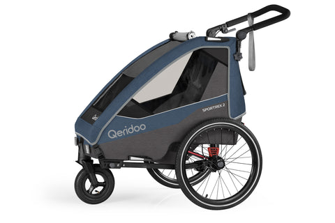 Qeridoo Sportrex 2 | Two-Seater Child Bike Trailer | Jeans Blue  (Limited Edition)