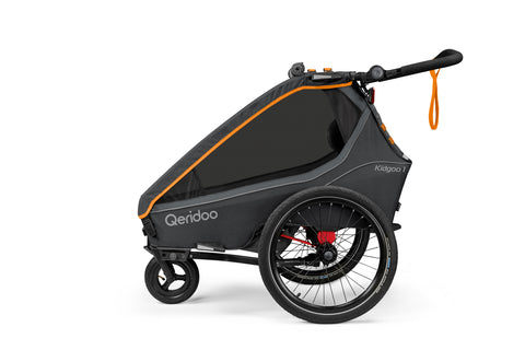 Qeridoo Kidgoo 1 | Single-Seater Child Bike Trailer | Orange | FIDLOCK Edition