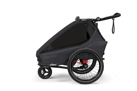 Qeridoo Kidgoo 2 | Two-Seater Child Bike Trailer | Phantom Grey