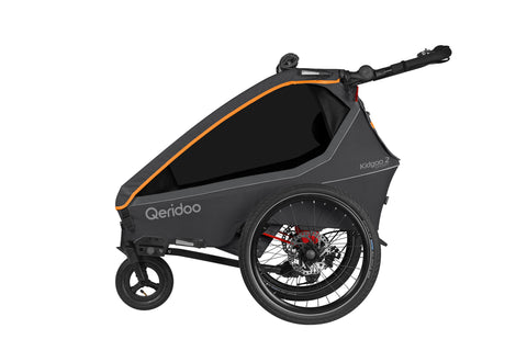 Qeridoo Kidgoo 2 Sport Gen 2 | Two-Seater Child Bike Trailer | Orange | FIDLOCK Edition