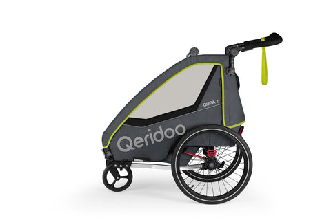 Qeridoo QUPA 2 | Two-Seater Child Bike Trailer | Lime