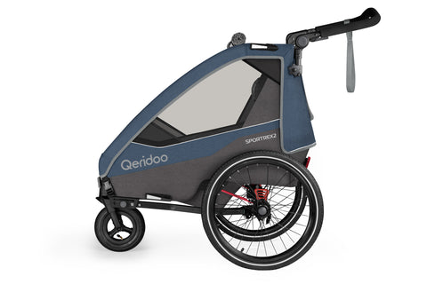 Qeridoo Sportrex 2 | Two-Seater Child Bike Trailer | Jeans Blue  (Limited Edition)