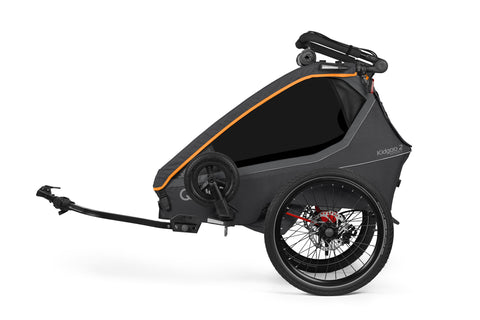 Qeridoo Kidgoo 2 Sport Gen 2 | Two-Seater Child Bike Trailer | Orange | FIDLOCK Edition