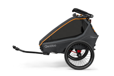 Qeridoo Kidgoo 2 | Two-Seater Child Bike Trailer | Orange | FIDLOCK Edition