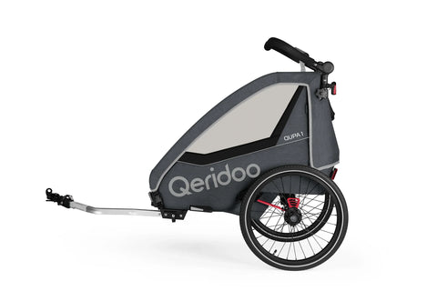 Qeridoo QUPA 1 | Single-Seater Child Bike Trailer | Grey