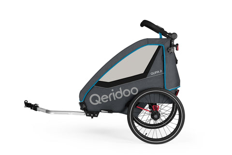 Qeridoo QUPA 2 | Two-Seater Child Bike Trailer | Blue