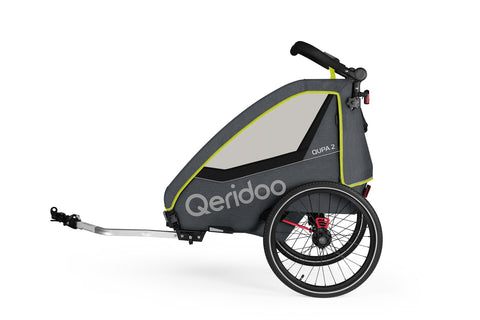 Qeridoo QUPA 2 | Two-Seater Child Bike Trailer | Lime