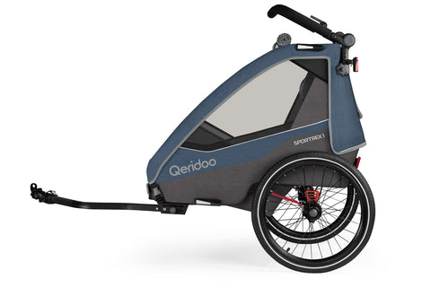 Qeridoo Sportrex 1 | Single-Seater Child Bike Trailer | Jeans Blue  (Limited Edition)