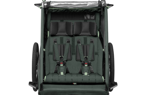 Qeridoo Kidgoo 2 | Two-Seater Child Bike Trailer | Forest Green