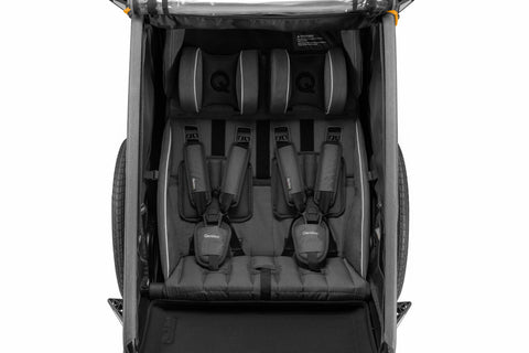 Qeridoo Kidgoo 2 | Two-Seater Child Bike Trailer | Orange | FIDLOCK Edition