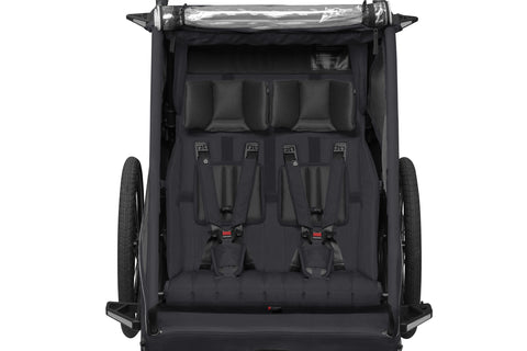 Qeridoo Kidgoo 2 | Two-Seater Child Bike Trailer | Phantom Grey