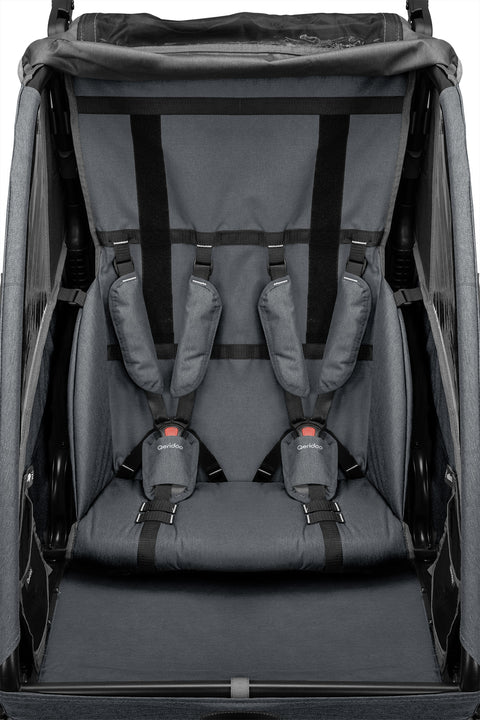 Qeridoo QUPA 2 | Two-Seater Child Bike Trailer | Grey