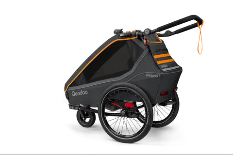 Qeridoo Kidgoo 1 | Single-Seater Child Bike Trailer | Orange | FIDLOCK Edition