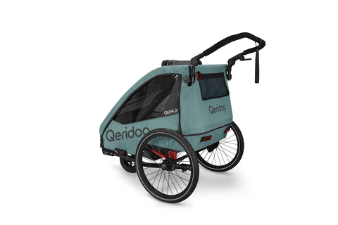 Qeridoo QUPA 2 Plus | Two-Seater Child Bike Trailer | Mineral Blue