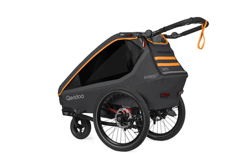 Qeridoo Kidgoo 1 Sport Gen 2 | Single-Seater Child Bike Trailer | Orange | FIDLOCK Edition