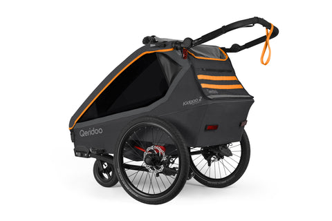 Qeridoo Kidgoo 2 Sport Gen 2 | Two-Seater Child Bike Trailer | Orange | FIDLOCK Edition