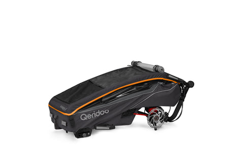 Qeridoo Kidgoo 2 Sport Gen 2 | Two-Seater Child Bike Trailer | Orange | FIDLOCK Edition