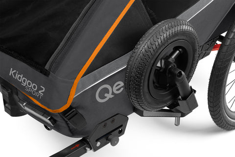 Qeridoo Kidgoo 2 Sport Gen 2 | Two-Seater Child Bike Trailer | Orange | FIDLOCK Edition