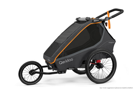 Qeridoo Kidgoo 1 | Single-Seater Child Bike Trailer | Orange | FIDLOCK Edition