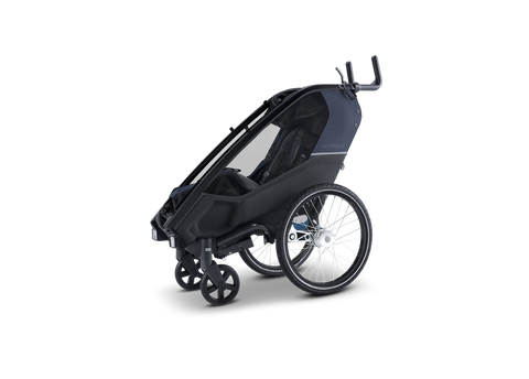 Croozer Kid Lykke 2 Blueberry Blue — folded flat, angled view
