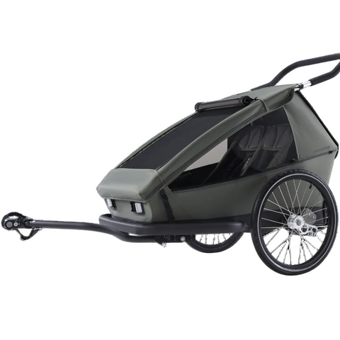 Croozer Kid Ellma 2 in Moss Green — bike mode