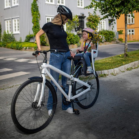 Hamax Caress Bike Child Seat | Rear Pannier Rack Mount | White/Black/Mint | 2023