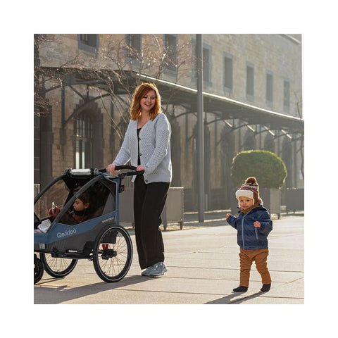 Qeridoo Sportrex 2 Limited Edition | Jeans Blue | Two-Seater Child Bike Trailer — image 6
