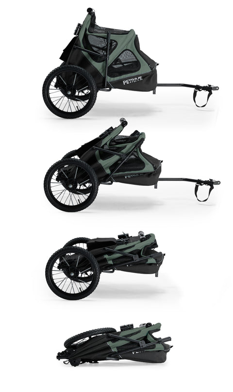 Petrive GGBike | Dog Bike Trailer | 4-in-1 Jogger Stroller Kennel Combo | Forest Green