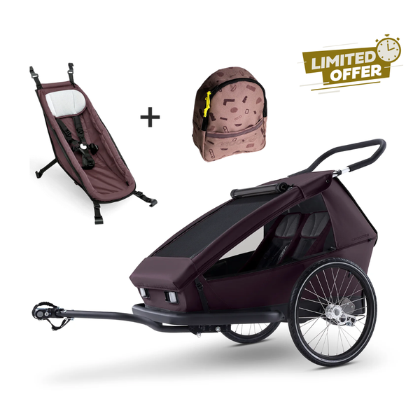 Croozer Kid Ellma 2 | Tiny Traveller Bundle | Blossom Red 2-Seater