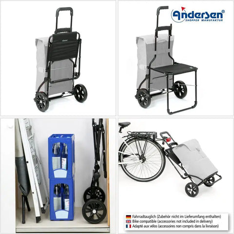 Andersen - Shopper - Andersen - Shopper - Bike Trailer Shopping Trolley - Komfort Frame - Lisa Bag - Hitch A Bike - 198-239-90