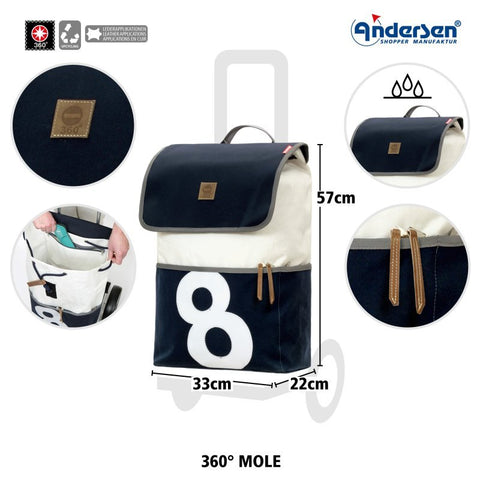 Andersen - Shopper - Andersen - Shopper | Bike Trailer Shopping Trolley | Royal Frame | 360° Mole 8 Bag - Hitch A Bike - 168-093-08