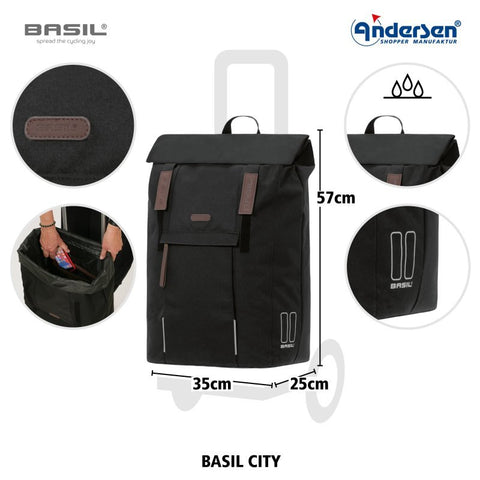 Andersen - Shopper - Andersen - Shopper | Bike Trailer Shopping Trolley | Royal Frame | Basil City Bag - Hitch A Bike - 168-240-80