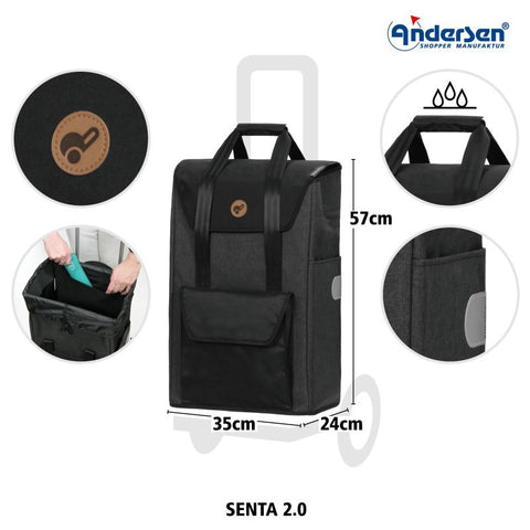 Andersen - Shopper - Andersen - Shopper | Bike Trailer Shopping Trolley | Royal Frame | Senta 2.0 Bag - Hitch A Bike - 168-028-92