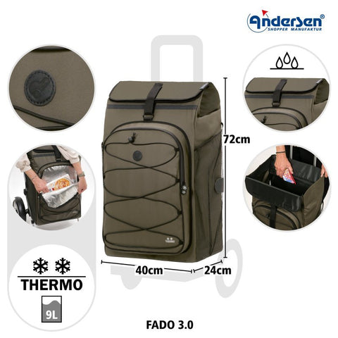 Andersen - Shopper - Andersen - Shopper | Bike Trailer Shopping Trolley | Royal Plus Frame | Fado 3.0 Bag - Hitch A Bike - 147-143-83