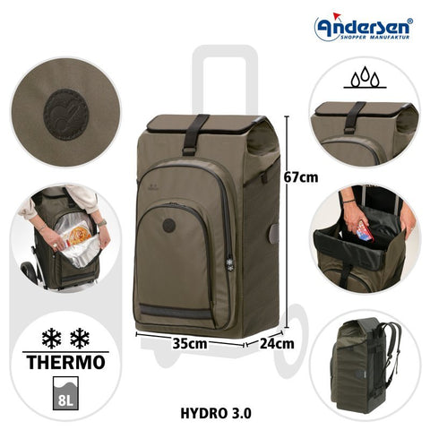 Andersen - Shopper - Andersen - Shopper | Bike Trailer Shopping Trolley | Royal Plus Frame | Hydro 3.0 Bag - Hitch A Bike - 147-036-93