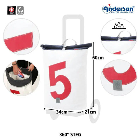 Andersen - Shopper - Andersen - Shopper - Bike Trailer Shopping Trolley - Scala Frame - 360° Steg 5 Bag - Hitch A Bike - 112-094-05