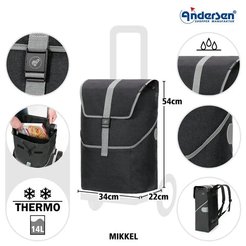 Andersen - Shopper - Andersen - Shopper - Bike Trailer Shopping Trolley - Scala Frame - Mikkel Bag - Hitch A Bike - 112-210-80