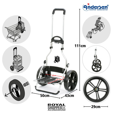 Andersen-Shopping - Andersen-Shopper Cargo Bike Trailer | Shopping Trolley | Royal Frame | IPEK MA Bag - 167-219-50 - Hitch A Bike - United Kingdom